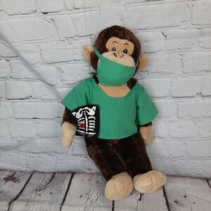 Build a Bear 19" Brown Monkey With Hair Soft Plush Stuffed Animal With Scrubs